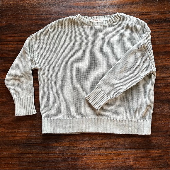 LOFT XL cropped boxy open weave mint sweater. EUC - Picture 1 of 11